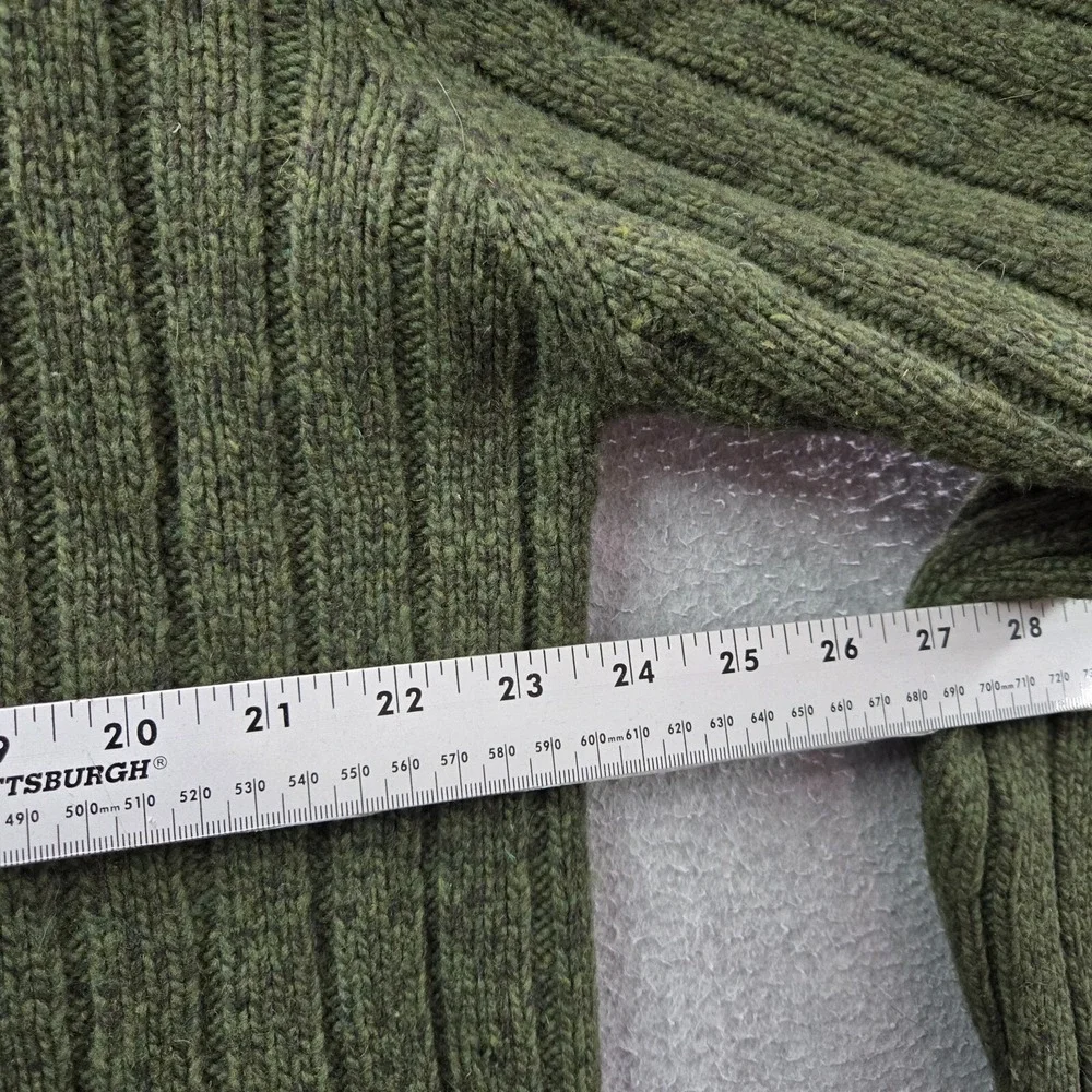 VINTAGE Guess‎ Men Sweater Large Green Knit 100% Lambswool Polo Collar Pullover